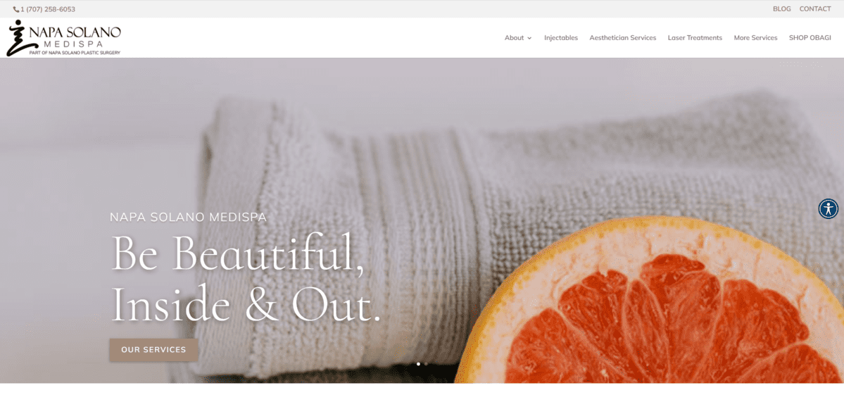 screenshot of website with fruit background