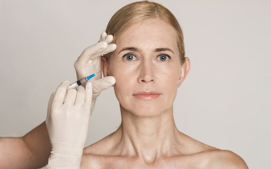 woman's face receiving injection