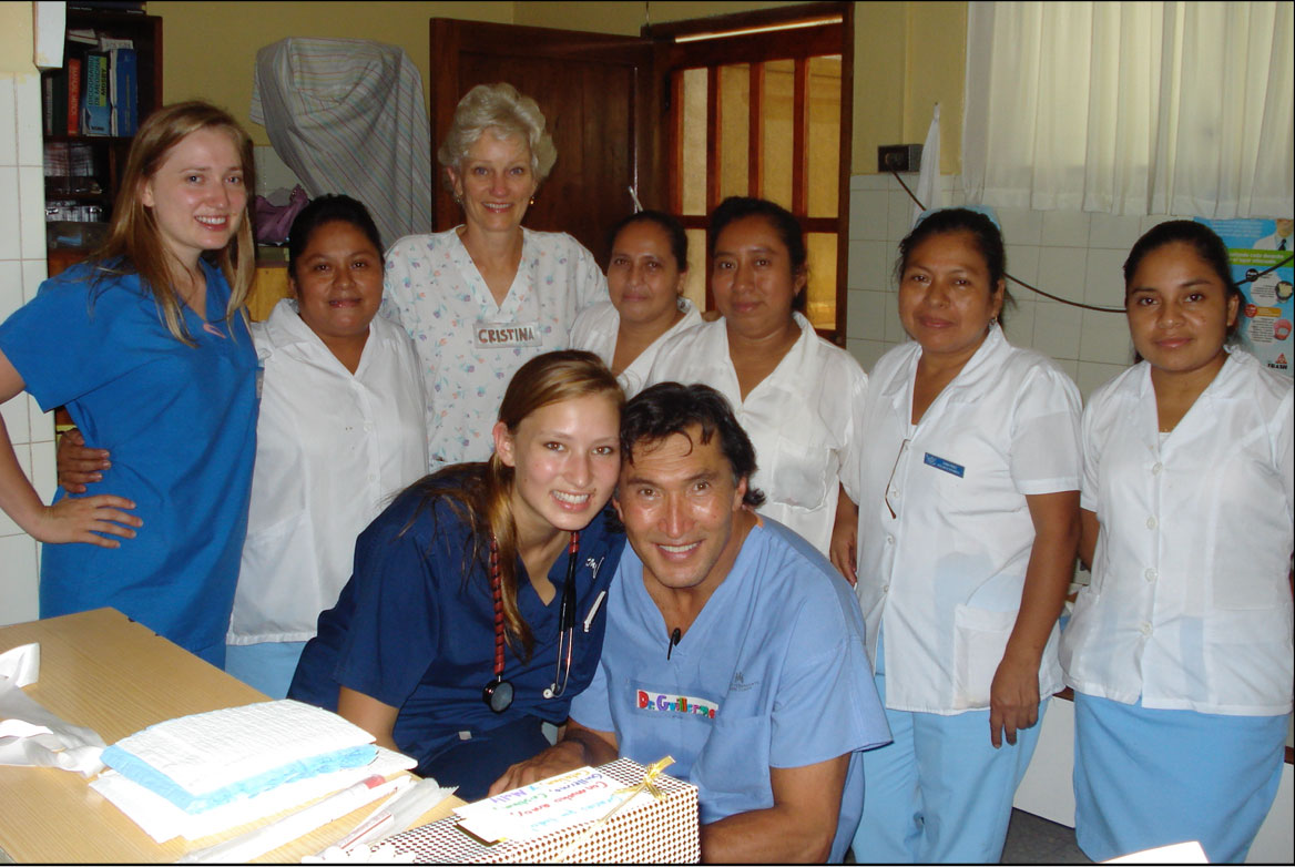 Dr. McClure with daughters and wife and doctors
